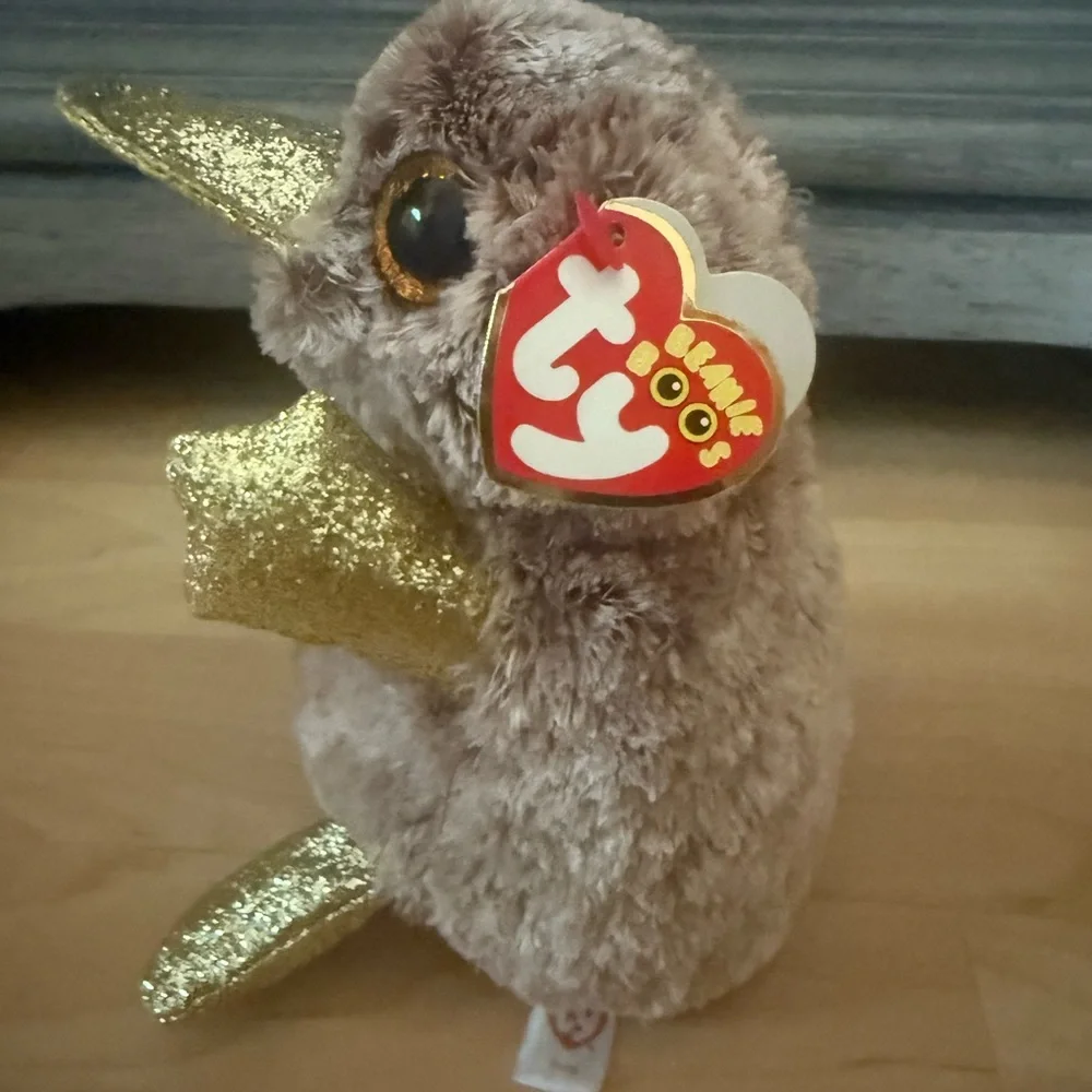 Ty Plush Bird Toy with Gold and Brown